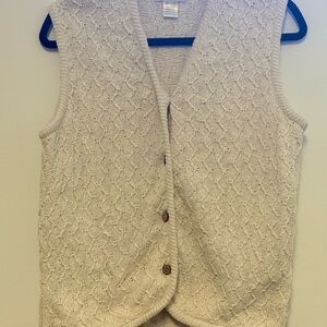 Vtg Women’s LL BEAN Academia Grandpacore Cream Knit Button-Up Vest Sz.M